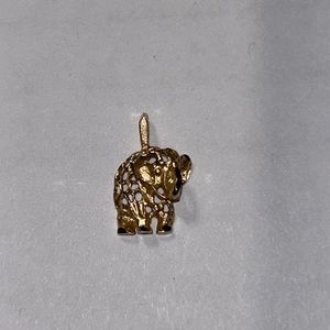 14k Gold 3D Diamond Cut Elephant Pendant 0.6”